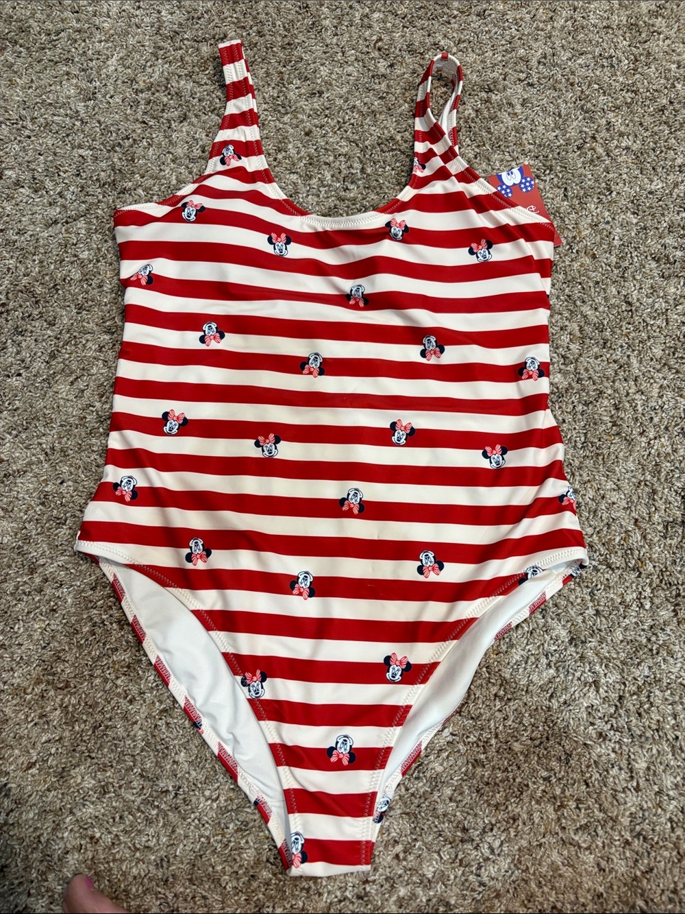 Old Navy Red and White Striped One-Piece Swimsuit